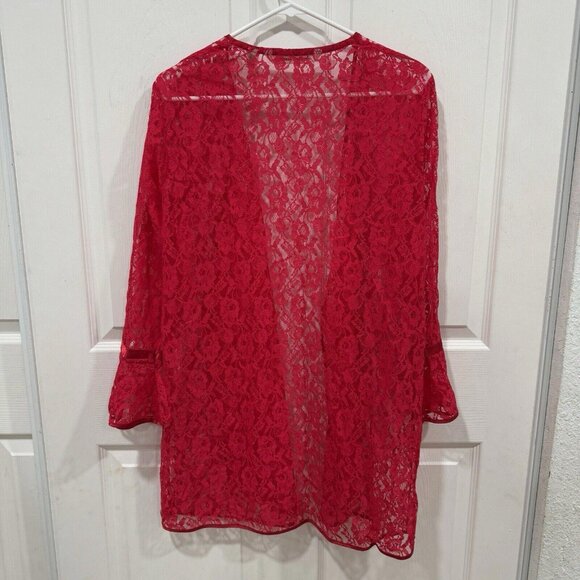 Women’s VTG Victorias Secret Lace Red Robe One‎ Size  (missing Belt) - Picture 5 of 7